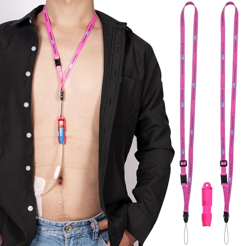 Smaller Peritoneal Dialysis Catheter Transfer Set Holder. PD Secure Shower Accessories. 2 Adjustable Neck Lanyards with, Breakaway Feature for Safety. (Pink)