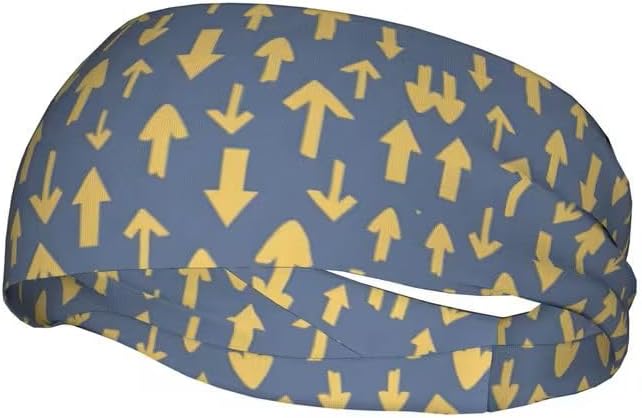 Camino de Santiago Headband with Pilgrim Arrows | Elastic Sports Headband Blue-Yellow | Camino de Santiago Headband for Hiking, Pilgrims & Outdoor | 49.8-56.9 cm