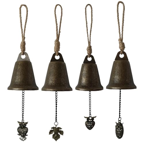 Campanas Decorativas 4 Piezas | Colgantes tintineantes - Decoración de campanas de metal vintage para salón de granja interior Navidad Fiel Al aire libre Ambiente festivo