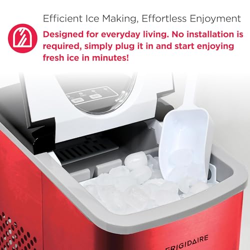 Frigidaire 26 Lbs per Day Portable Compact Maker, Ice Making Machine, Red Stainless, Medium - image 6