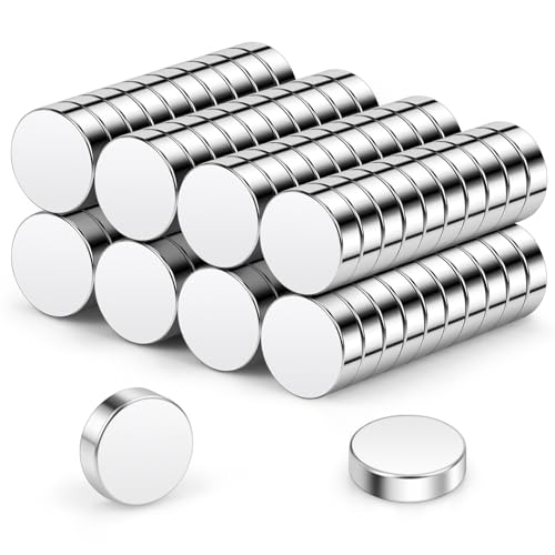 Wukong Magnesy neodymowe 10 x 3 mm, 80 sztuk, bardzo mocne mini magnesy, okrągłe, małe magnesy do tablicy korkowej, na lodówkę, do rzemiosła, biura, kuchni