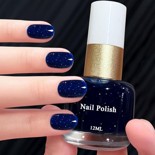 Blau Nagellack - Wasserbasis Ungiftig Und Schnell Trocknend - Natürlich Glitzer Blue Nail Polish für die Nagelkunst zu Hause - Regular Nagellack für Frauen Mädchen (Blau, 12ML)