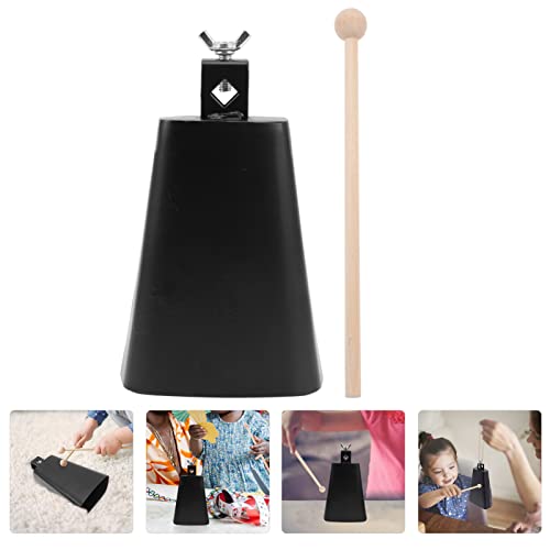 EXCEART 1 conjunto de instrumento de percussão Cowbell sino de vaca de metal com alça de instrumento