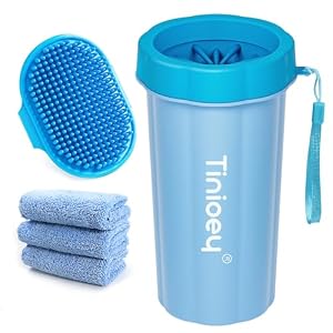 Large Dog Paw Cleaner (with 3 Absorbent Towels & Bath Brush), Dog Paw Washer, Pet Foot Cleaner