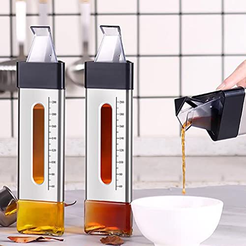 Hemoton Óleo de Oliva Dispenser de Dispensação de Vinagre de Vidro Garrafa De Óleo De Galheteiro Con