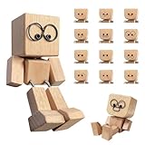 WYTNB Schüttelnde Holzmann - Wackelfigur Auto, Charmante Schüttelnde Holzmann, 12 Magnetischen Gesichtsausdrücken, Freiheit DIY Holzmann, Kreative Wackelfigur Desktop für Schreibtisch Auto Dekoration