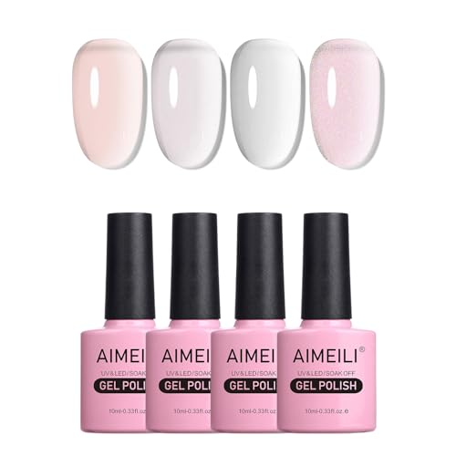 AIMEILI TPO Free Gel Nail Polish, Hema Free, Cruelty Free, Vegan, Soak Off U V LED DIY Salon Home Manicure Kit Set Of 4pcs X 10ml - Kit Set 26