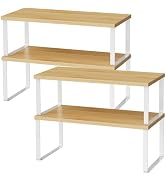 Large Wood Cabinet Organizers, Set of 4, Expandable Metal White