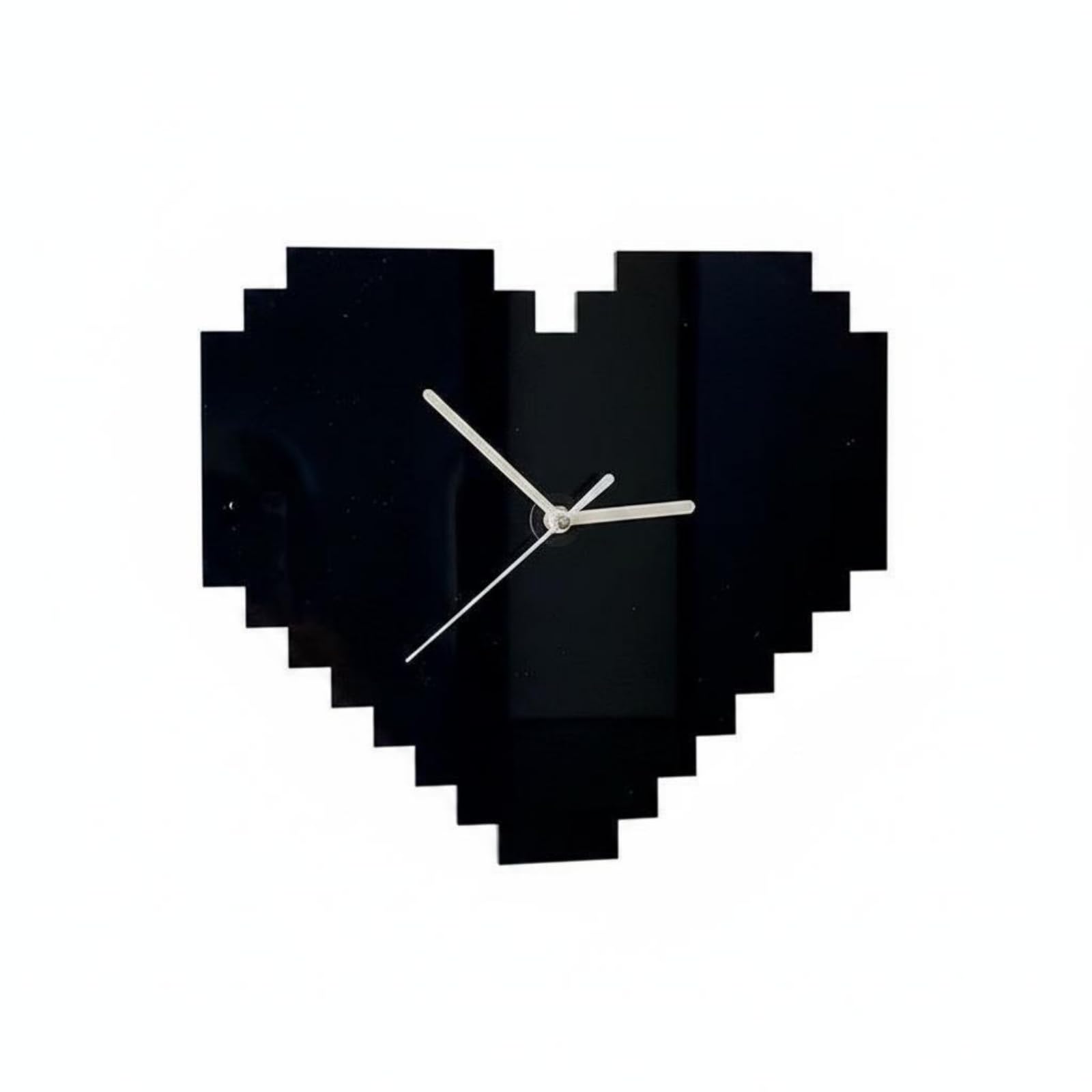 Horloge murale cœur moderne grand cadran miroir acrylique noir salon