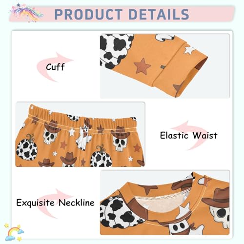 Pajama Sets Long Sleeve Halloween Ghosts Hats Pumpkins Soft Comfy Sleepwear 2 Piece PJS 3-8T4