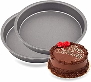Round Cake Tin Non Stick Coating Sandwich Cake Tin Carbon Steel Bakeware Mould Pan for Cakes Pies Tarts Breads Baking Cooking Tool Kitchen Essentials Home Accessories Grey 20.5cm (Pack of 1)
