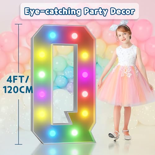 Image of Imprsv Colorful Marquee Letters 4 Feet Tall, Large Light up Letters Q
