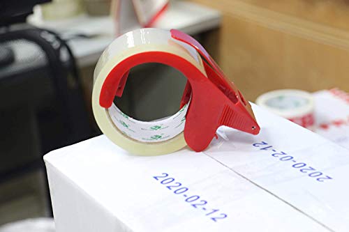 BOMEI PACK Packband Paketklebeband Transparent mit Plastik Abroller, Paketklebeband 48mmx66m, 6 Rollen