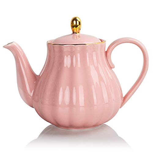 Sweejar Royal Teapot, Ceramic Tea Pot with Removable Stainless Steel Infuser, Blooming & Loose Leaf Teapot - 28 Ounce(Pink) by Sweejar - Used condition - US$19.59
