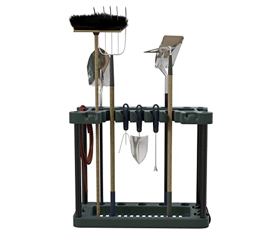 Unibos Freestanding Garden Tool Rack Storage Trolley with Wheels - Holds Over 30 Tools Ideal for Sheds Garages Garden Yards Portable Organiser