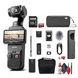DJI Osmo Pocket 3 Creator Combo, 4K/120fps Video 3-Axis Stabilization, Handheld Vlogging Camera with Rotatable Touchscreen Mic 2 (CP.OS.00000302.01) + 64GB Memory Card + Camera Bag + More