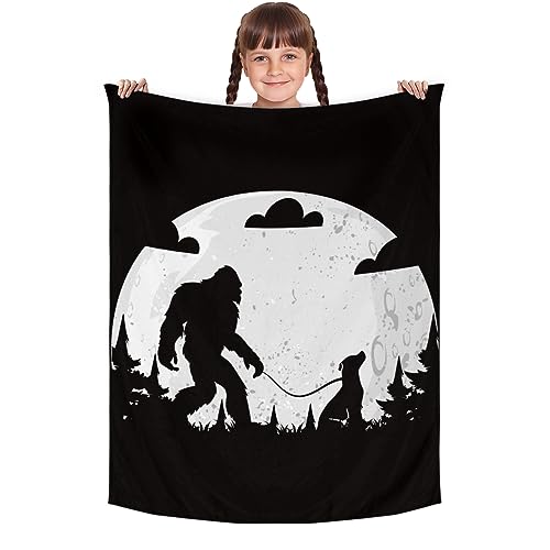 Image of Bigfoot Throw Blankets Plush Fuzzy Cozy Warm Flannel Fleece Blanket for Couch Sofa Bedroom Living Rooms Camping Travel (30"x 40")