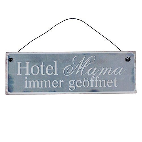 Kleines Schild aus Metall zum Hängen ~ Hotel Mama immer geöffnet ~ 20 x 6,5 cm Cover