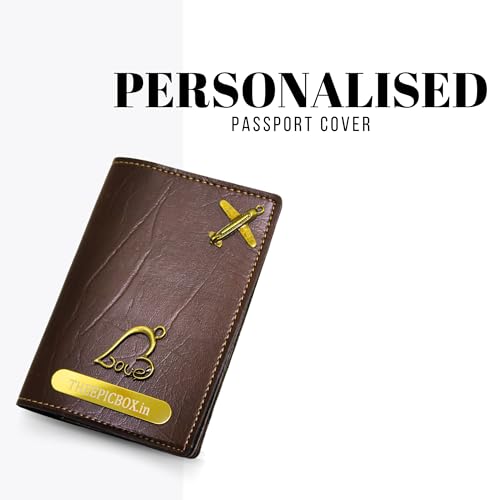 Image of Personalized Leather Passport Holder Cover | Custom Name & Charm | Sleek & Stylish Travel Wallet for Men & Women | Faux Leather Passport Cover | Unisex Travel Accessory (Brown Classic)