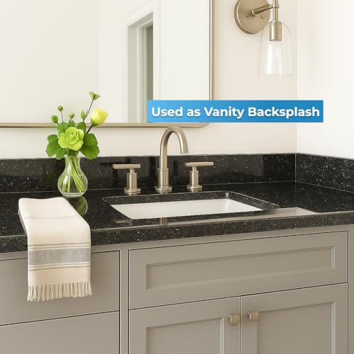 Image of Bathroom Vanity Sink Backsplash /Sidesplash (Absolute Black Granite, 4 inch x 48 inch)