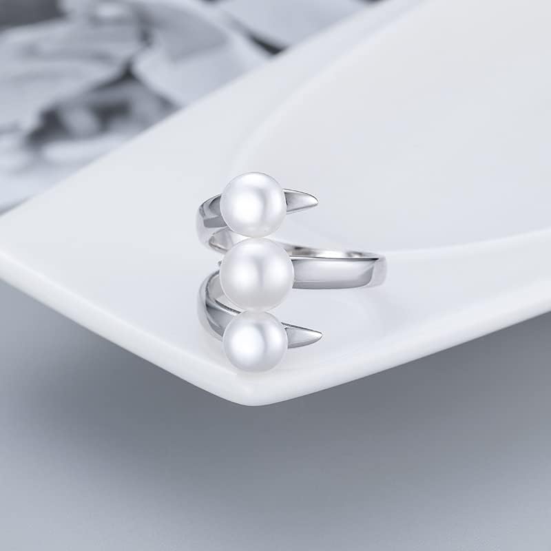 NONNYL Freshwater Cultured White Pearl Ring for Women, Christmas Gifts for Wife Mom, Anniversary Birthday Fine Jewelry Gifts for Her