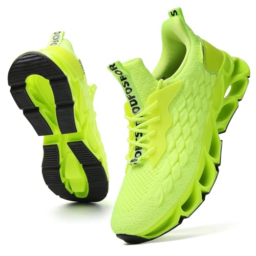 SKDOIUL Running Shoes for Women Mesh Comfort Slip on Walking Sneakers Woman Gym Workout Sport Tennis Shoes Fluorescent Green Size 6.5 by SKDOIUL - Used condition - Image 2