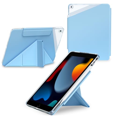 Tasnme Funda desmontable para iPad de 9ª/8ª/7ª generación (2021/2020/2019) de 10.2 pulgadas, cubierta magnética plegable en Y, soporte triple con carcasa trasera rígida transparente para iPad de 10.2