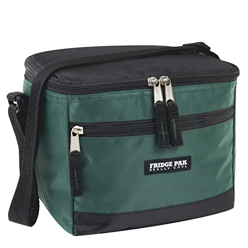 6 Can Cooler Bags Insulated Soft Cooler Lunch Bag for Men, Waterproof Leak Proof Cooler Bags Insulated (Black on Green) by Fridge Pak - Used condition - US$8.76