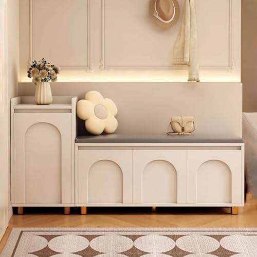 Étagère à chaussures de style moderne et banc d'appoint rembourré pour salon et chambre