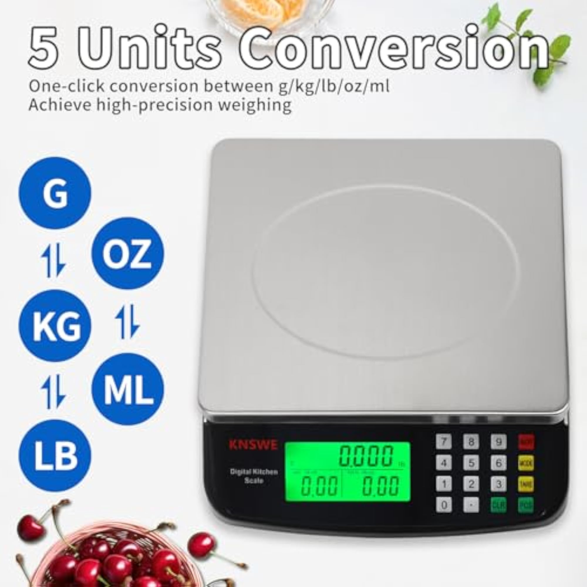 Large Digital Kitchen Scale, 40kg Capacity
