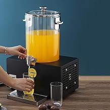 10L Stainless Steel Refrigerated Juice Dispenser - 500W Cold Drink Machine for Restaurants, Banquet Halls, and Hotels, Detachable PC Bucket,Single