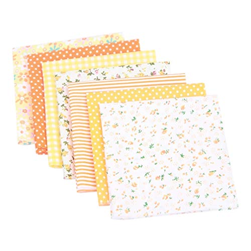SUPVOX 7 Piezas de Tela de Retazos Acolchados Cuadrados de Algodón Edredón Precortado Coser Telas Florales para Manualidades de Bricolaje (Amarillo)