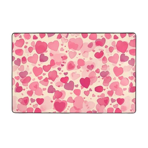 Tapis imprimé cœurs roses résistant à l'usure et doux - 2