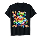 Humorous Gifts for Frog lover Tie-Dye Frog Peace Sign Hippie Multicolor Cotton 100% T-Shirt Unisex-Adults Small Classic Fit Crew Neck Short Sleeve