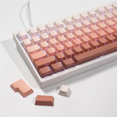 Sumgsn PBT Gradient Keycaps, 133 Keys Cherry Profile Double Shot Keycap, Side Printed Keycaps, Shine Through KeycapsSet for Mechanical Keyboard 61/64/84/87/104/108 Cover