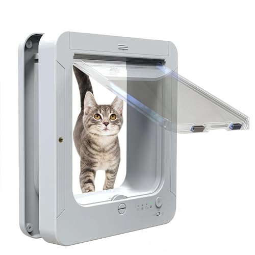 Puerta automática para mascotas con sensor de cuello, control remoto, resistente a la intemperie para uso en interiores y exteriores, resuelve problemas de entrada