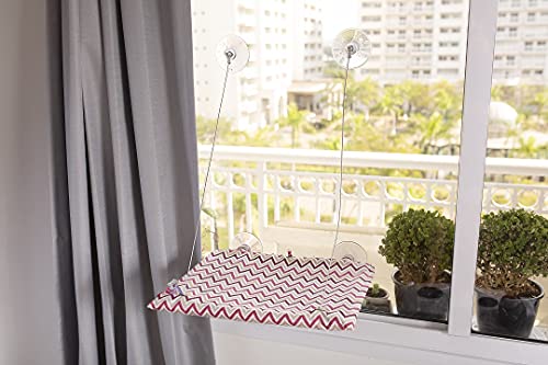 Cama de Janela para Gatos, Cama para Gatos, Prateleira para Gatos, Bigo.Flex Dobrável Bordô e Bege