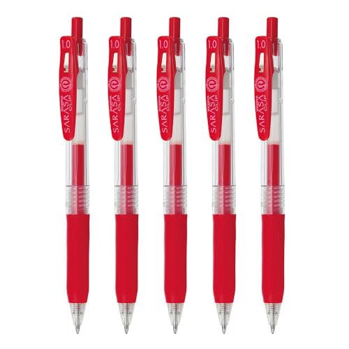 Stylos gel rouge Zebra Sarasa Clip 1mm pour écrire sans fatigue ni rature