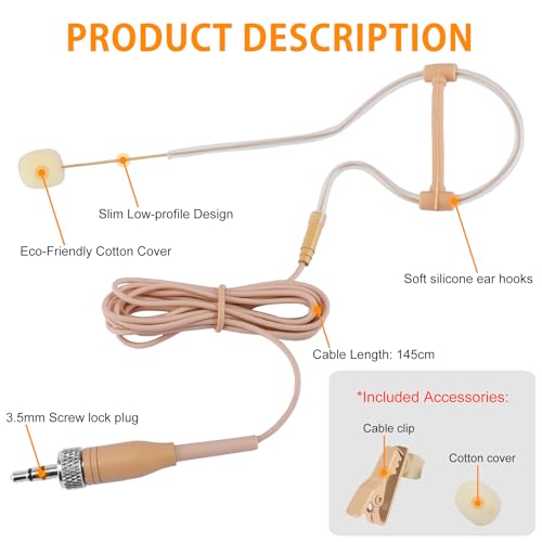 Microphone Sennheiser compatible avec émetteur sans fil micro serre-tête omnidirectionnel discret
