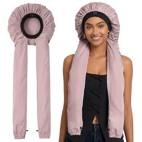 Aileam Bonnet for Braids Long Hair Silk Bonnets for Sleeping Women Samurai Wrap for Hair Hose Bonnet 2 in 1 Hair & Braids Protection
