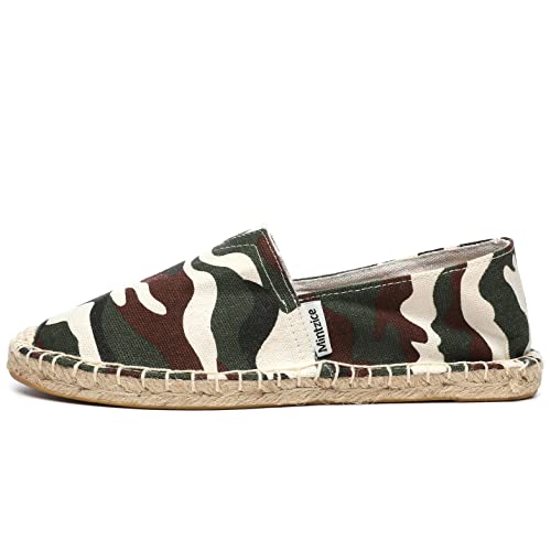 Mintzice Women's Camo Comfortable Slip On Canvas Espadrilles Flat Splice Green 7 Us #TOP4