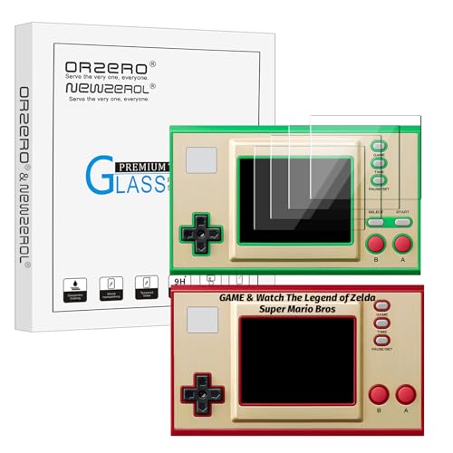 Orzero (4 Pack) Tempered Glass Screen Protector Compatible for GAME & Watch The Legend of Zelda-Super Mario Bros, Protector De Pantalla 9 Hardness High Definition Anti-Scratch Bubble Free