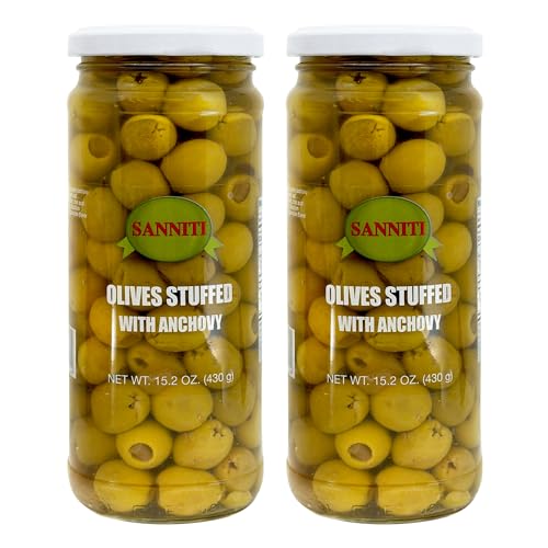 Sanniti Olives stuffed with Anchovies, 15.9 oz (Pack of 2)
