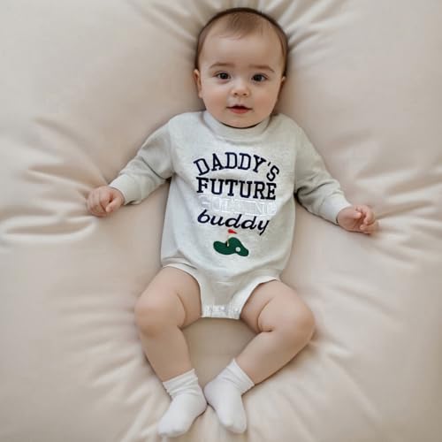Baby Boy Fall Outfit Golf Letter Embroidery Bubble Romper Long Sleeve Bodysuit Newborn Baby Clothes2