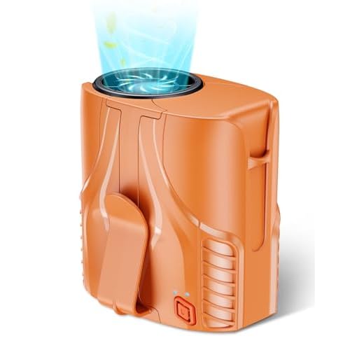 Portable Personal Waist Fan& Neck Fan, 14000RPM Brushless Motor, 40H Runtime Rechargeable, 6-Speed Quiet Operation, Clip-On Personal Body Cooling for Camping/Worksites/Outdoor Orange