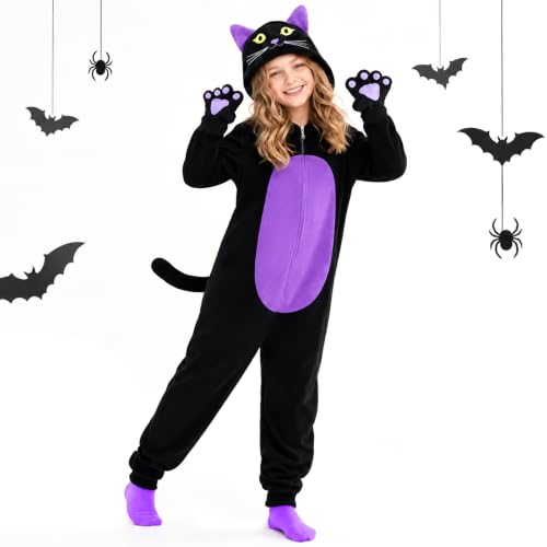 Kattenkostuum, halloweenkostuum katten dier jumpsuit meisjes kat kostuum