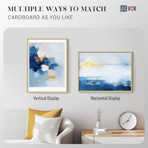 Image of VCK 18x24 Frame, Gold Metal - Matted to 16x20, 3 Pack, for Artwork /Poster