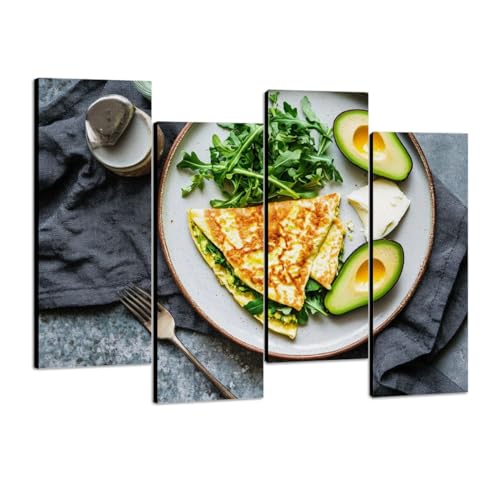 Canvas Wall Art Omelette cream cheese arugula avocado salad grey top view Healthy Photo Prints Realism Stretched & Framed Artworks Modern Wall Decor for Living Room Bedroom Office