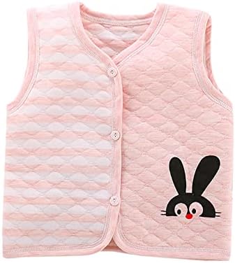 YONGHS Unisex Baby Spring Winter Vests Toddler Boys Girls Button Down Warm Waistcoat Tops Outerwear Pink Rabbit 6-12 Months