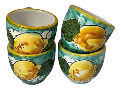 Espresso Cup Set of 4, Ceramic Cups Made in Italy, 2 oz Italian Coffee Cups, Coffee Lover Gift Set, Made in Italy Pottery